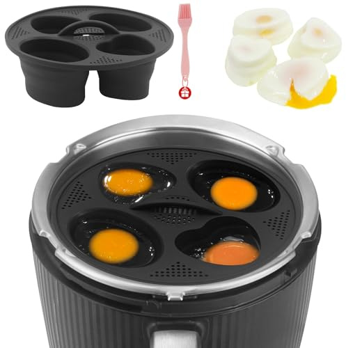 Eierkocher Einsatz für Thermomix TM7/TM6 (4 Eier), Lebensmitteltauglich Silikon Eierformer für perfekt pochierte & gekochte Eier ohne Schale, Frühstück, TM7 Zubehör