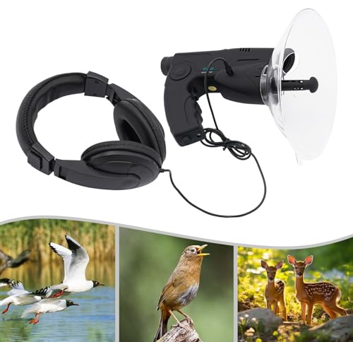 Geräte zum Hören von Vögeln, Hören von 100 Metern, Richtmikrofon, Parabolisches Mikrofon, Monokular mit 8-facher Vergrößerung, mit Kopfhörer, Vogelbeobachtung, Tier-Gerät