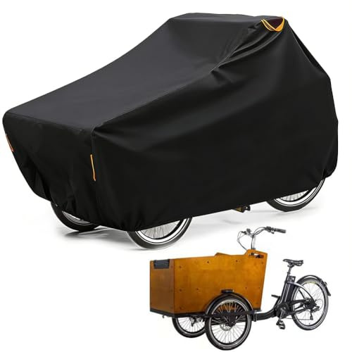 Fahrradabdeckung Wasserdicht 420D Oxford, Fahrrad Abdeckplane mit Reflektorstreifen UV-Schutz Reißfest, Fahrradschutzhülle, Fahrradgarage Outdoor für 2 Fahrräder(270x75x100cm) (B)