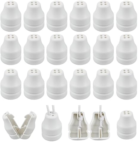 OLYCRAFT 24 Pack Blind Pull Cord Knobs White Window Blinds Cord Tassels 4 Hole Blind Cords Knobs Wood Tassel for Window Blinds Cords Knob Drops for Hanging Ball Pulls Curtain Shades Craft