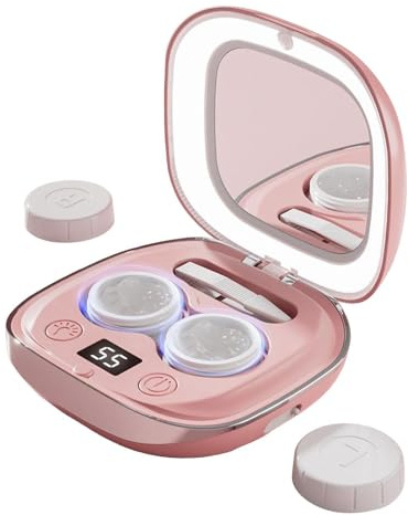 Contact Lens Cleaner - Rechargeable Battery (1 Unit) High-Frequency Case With Illuminated Mirror | Eye Care Tool, Portable Wash Box, Daily Hygiene At Home And Travel