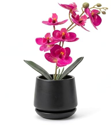 G.blümt Orchidee künstlich im Topf, kleine Schmetterlingsorchidee wie echt, Künstliche Pflanze Phalaenopsis Tischdeko Badezimmer (Pink)
