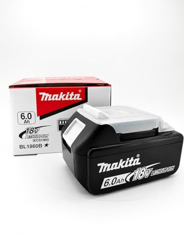 Batterie 18 V 6,0 Ah compatible avec Makita LXT – BL1860B Li-Ion batterie de remplacement avec affichage LED