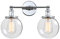 Phansthy Applique murale industrielle vintage - 2 ampoules - En verre transparent - Lampe murale de loft - Design rétro - Pour miroir - Pour chambre à coucher et cuisine - Couleur chromée
