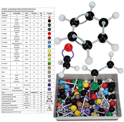 Hztyyier 267Pcs Eine Frage Der Chemie Molecular Chemistry Model Kit, Molekülbaukasten Chemie für anorganische und organische Strukturen Atom Link Model Set für Lehramtsstudenten