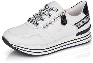 Remonte Damen D1312 Sneaker, Weiss/Black / 80,42 EU Weit