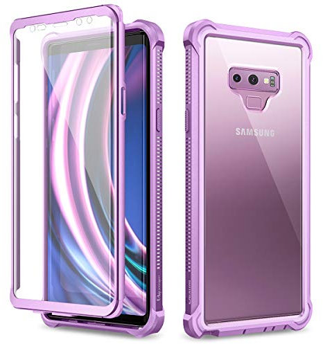 Dexnor Funda para Galaxy Note 9 con Protector de Pantalla Transparente de Grado Militar Resistente 360 Cuerpo Completo Protector a Prueba de Golpes Cubierta Trasera Dura Funda Parachoques - Morado