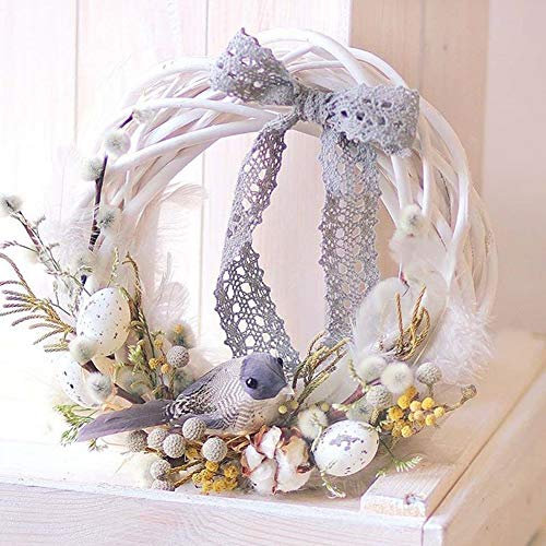 HshDUti Weihnachtskranz Weidenkranz Trocken Rattan Natürlicher Kranz DIY Handwerk Natürliche Weide Kränze für Weihnachten TürWand Dekor Handgewebt Halloween Kranz Weihnachten Party Dekoration Weiß