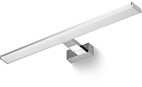 Popp- Aplique LED de Espejo para Baño Instaracion en Pared 60CM 220V 12W Luz blanca 6000K Prueba de Agua IP44 Aluminio Cromado y PC Blanco (6000K, 12W)