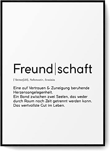BLCKART Definition Poster Freundschaft Beidseitig Bedruckt Worterklärung Bild Freunde Typografie Wanddeko Kunstdruck (A4 | 21 x 29,7 cm | Ohne Rahmen, Definition Poster | Freundschaft)