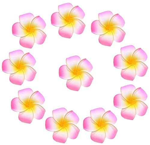 PiniceCore 10 Stücke Künstliche Frangipani Blume Fake Plumeria Hawaiische Blumen Haar Ornament Für Strand Hochzeitsdekorationen 9cm