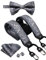 Dubulle Herren Clips Hosenträger und vorgebundene Fliege Set mit Einstecktuch Y-Form verstellbare Hosenträger, Schwarzes Gey Paisleymuster