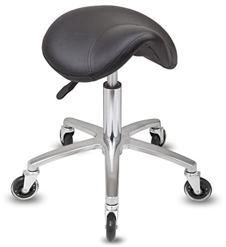 Staboos Rollhocker bis 160 kg - Sattelsitz mit Gel Polster - Praxishocker (Premium Rollen) Drehhocker höhenverstellbar (50 cm bis 65 cm) Sattelhocker