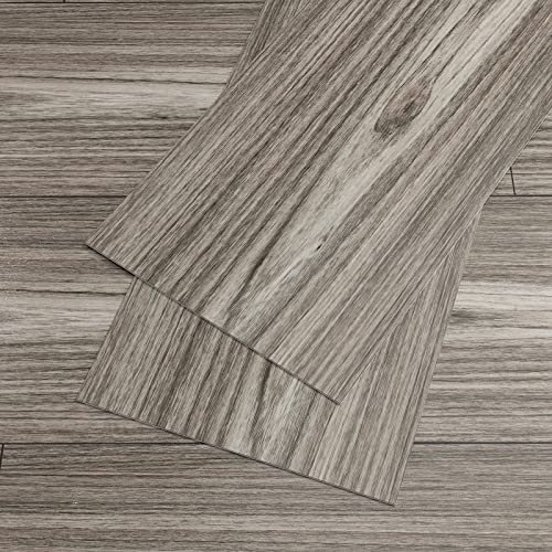 VEELIKE Pavimento in PVC Effetto Legno Grigio Piastrelle Adesive Bagno Impermeabile. Adesivi per Mattonelle Cucina, Pavimento Camera Letto 90cm×15cm 12 Pezzi