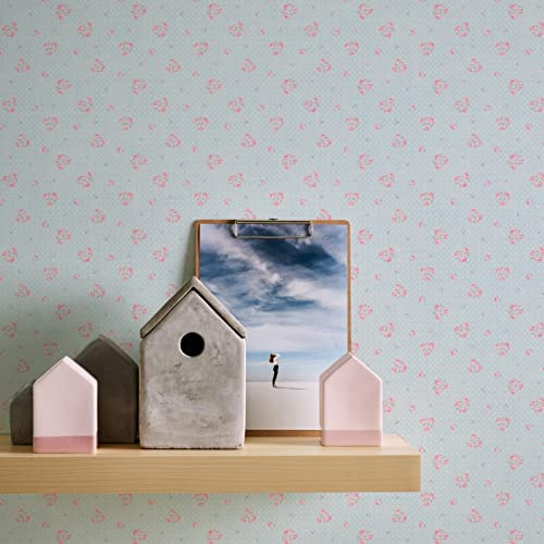 A.S. Création Maison Charme 390671 Floral Wallpaper Blue Pink White Non-Woven Wallpaper 10.05 m x 0.53 m Made in Germany