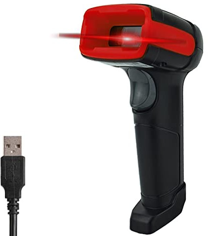 LENVII Kabelgebundener 2D Barcode Scanner-Handheld 1D QR Barcode Scanner USB Barcode Lesegerät Unterstützung für das Scannen von Barcodes auf dem Bildschirm,für PC, Mac, Laptop(Rot)