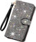 LIFUTOPIA Damen-Geldbörse mit Kunstdiamanten, Clutch, Kreditkartenhalter, großes Fassungsvermögen, für Scheckbuch, Handy, Weiß/Silber