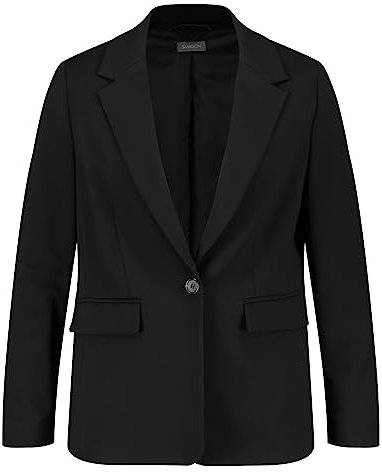 Samoon Damen Klassischer Blazer Langarm, geknöpfte Armschlitze unifarben Black 50