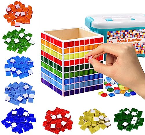 AiYoYo Mosaik Stifthalter DIY Bastelset Geschenke für Kinder und Erwachsene Kreatives Basteln für Mädchen Geburtstagsgeschenk 5 6 7 8 9 10 11 12+ Jahre