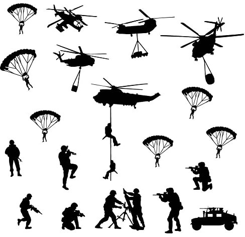 SUPERDANT Game Legion Army Wall Stickers Flight Solider Wall Decals Removable Vinyl Art Stickers Black Game Decal for Boys Room Ceilings Nursery Playroom Wall Decor Vinyl Transfer