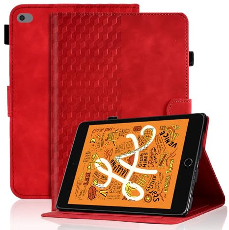Custodia per iPad Mini 5 2019/ ipad mini 4 2015 - iPad Mini 3/2/1 7,9 pollici Smart Cover Pelle PU Flip Tasca Case con Auto Svegliati/Sonno e Supporto Funzione, Cover Protettiva Rosso