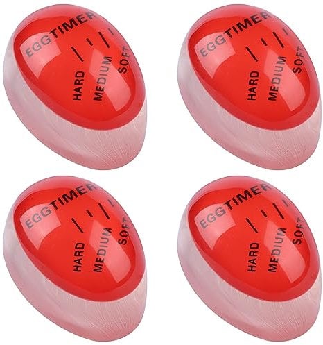 Fzyisw 4Pcs Egg Timer, Colour Changing Egg Timers for Boiling Eggs, Boiled Egg Timer Colour Change for Cooking Soft, Medium and Hard Boiled Eggs, Heat Sensitive Safe Durable Kitchen Tool for Cooking