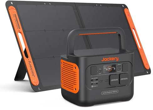 Jackery Générateur Solaire Portable E1000Pro avec 100W Panneau Solaire, 1002Wh/1000W (Max 2000W) Batterie Mobile au Lithium, Charge Rapide en 1.8h, pour Camping, Camping-car et Situations d’Urgence