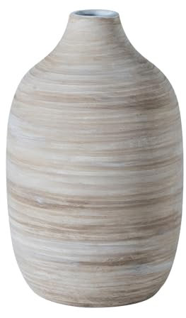 ALMA Weiße Boho-Vase für modernes Bauernhaus, Keramik-Pampasgras-Vasen, dekorative rustikale Vase für Heimdekoration, modernes Bauernhaus, Couchtisch, Regal, Kamindekoration, 22,9 cm