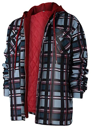 Generisch Jacke Herren Winter Kariert Hemdjacke Übergangsjacke Mit Kapuze-Jacken, M-5XL