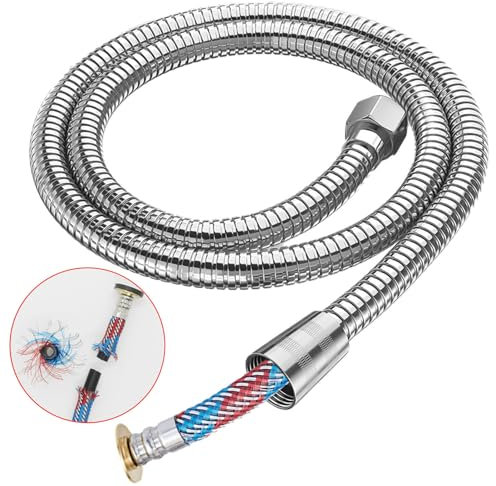 STOAT®Edelstahl-duschschläuche 1.5M,verdickter PVC-Innenschlauch, G1/2-Zoll-Glied, sehr flexibel und knickfest, auslaufsicher,schlauch dusche 1.5m,dusche schlauch 150cm,Brauseschlauch 1m50