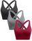 ANGOOL Sport BH Damen ohne Bügel Push Up BH Starker Halt Sport Bustier Damen Gepolstert Crossback Seamless Yoga Joggen Gym Sports Bra, Schwarz+Grau+Weinrot, M