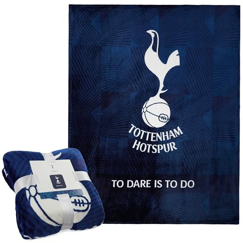Tottenham Hotspur F.C. Fleece-Bettdecke, weicher Bettüberwurf, 125 x 150 cm, Sporen Geschenke