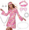 Matreeglam Set Costume Carnevale Anni 70, Vestito da Hippie Donna con Occhiali Vintage, Fascia, Vestito di Paillettes per Festa Hippie (Rosa, M)