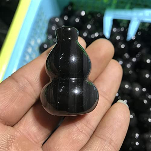 BIANMTSW Pierres en Argent Naturel Obsidienne Gourde fengshui, Cristaux, décoration de Maison, Cadeau de Collection Artistique Collections de la Maison