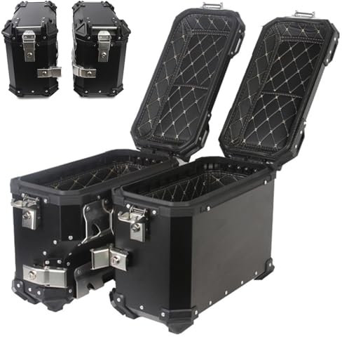 Generic Baúles para Moto, Baúl De Aluminio,Maleta Lateral para Motocicleta Negra/Plateada 38 L Maletero De Moto,Caja De Motocicleta (Color : Negro)