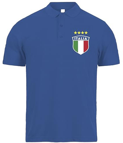 lepni.me Polo Personalizzata da Calcio Italia | Il Tuo Nome e Numero | Bandiera Italiana | Campionato Europeo di Calcio 2024 (3XL Royal-Blue Senza Stampa)