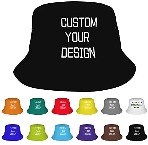 Lawenp Benutzerdefinierte Fischerhüte für Damen und Herren, modischer Sonnenhut, Strandhut, personalisierter Fischerhut, Design mit Ihrem Text, Bild und Namen, Schwarz