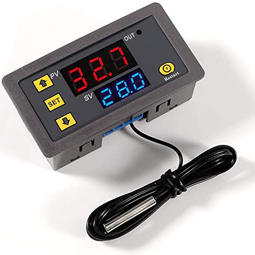 Greluma 1 pezzo regolatore di temperatura digitale AC 110V-220V 10A con sonda NTC 10K impermeabile,termostato per riscaldamento,raffreddamento,interruttore,sensore,intervallo da -50 ℃ a 110 ℃