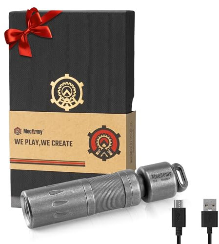 MecArmy Mini-EDC Schlüsselanhänger-Taschenlampe, wiederaufladbar mit USB-Kabel (sandgestrahlt) (titanium)
