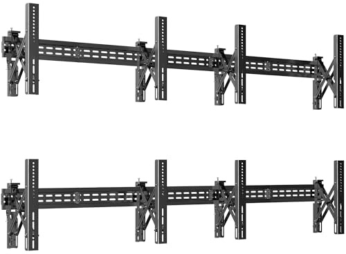 VIVO Pop-Out Steel 2x2 Video Wall Mount, Fits 4 TV Screens 37 to 65 inches, Wide VESA Range and Screen Leveling, Holds up to 280kg, Black, MOUNT-VW65-4