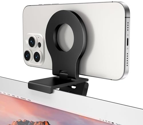 Itramax Continuity Camera Mount,Magnetic Laptop Phone Holder for Webcam Compatible with iPhone 16 15 13 14 12,Mag-Safe,iOS 16 iMac&Macbook macOS 13 Ventura,Studio Display,Aluminum Adjustable Stand