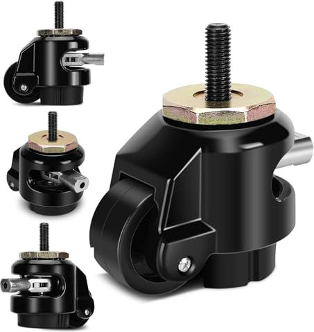 Nivellierrollen, Lenkrollen aus Aluminiumlegierung, 4er-Set, Robuste, Einziehbare Werkbankrollen mit Zubehör für Möbelmaschinen, Tragfähigkeit 500 Kg (Black)