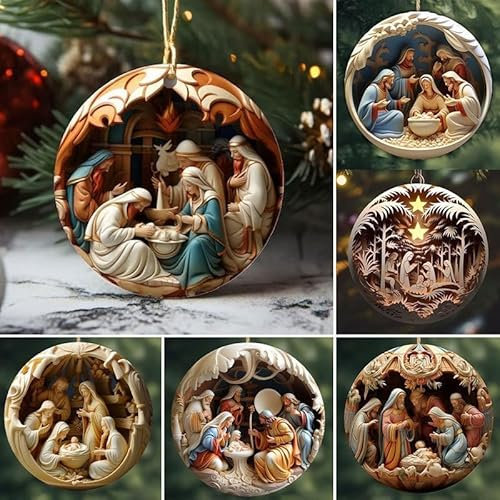 Krippenornamente, 6 PCS Weihnachten Jesus Krippe Ornamente, Krippe Anhänger, Jesus Ornament, Christliche Weihnachtsdekoration, Weihnachtsbaum, Autoschmuck