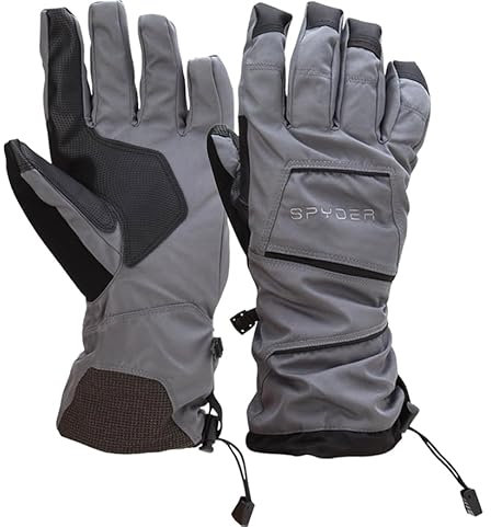 Spyder Skihandschuhe Herren - Super Weiche Bergski Isolierte Handschuhe für Männer - Herren Winterhandschuhe & Handwärmer (M-XL), Größe L, Grau