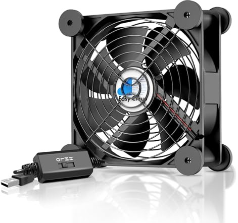 Easy Cloud USB Computer Fan, 120mm USB Fan with 3 Speeds Controller Small PC USB Fans for Cooling Cabinet Case Receiver Server DVR Greenhouse TV Router Xbox PlayStation