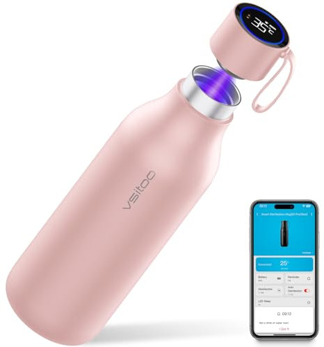 VSITOO Intelligente selbstreinigende Wasserflasche, isolierte Wasserflasche mit Edelstahl, BPA-frei, AI-Selbstreinigung, 30-Tage-Akku, magnetisches Aufladen für Reisen, Fitnessstudio oder Büro, 940 ml
