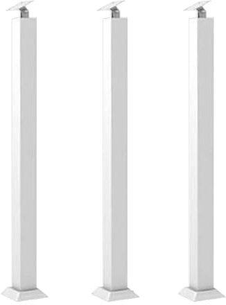 Metall Treppe Geländer Handlauf, Treppenhandlauf - Schwarzes Treppengeländer, Mit Verstellbarem Verbinder Und Beschlägen, Metalltreppen-Handlauf, Innenflur, Loft-Geländerpfosten(White 3PCS,H 70cm/27.5
