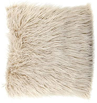 MOLUCKFU Fell Kissenbezug 45x45CM Plüsch Kissenbezug Flauschiges Kissen Kissenbezug Imitation Kissenbezug Beige Bequem Dekorativ