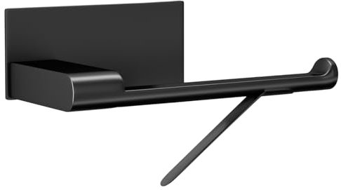 Toilet Paper Holder No Drilling Required, Schiebebremse Selbstklebend Klopapierhalter WC Papierhalter Edelstahl Toilettenpapierrollenhalter für Küche und Badzimmer (1 Schwarz)