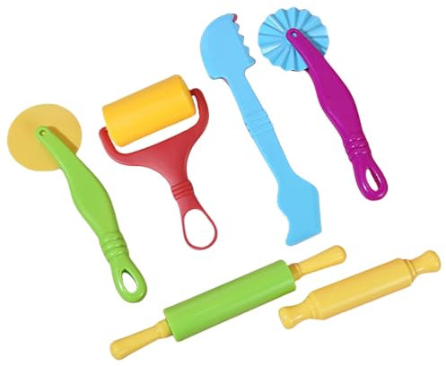 6-Teiliges Knete Zubehör Set mit Robusten Knetwerkzeugen Knetzubehör für Kinderknete ab 2 Jahren-Inklusive Plastilin Werkzeuge,Knete Werkzeug Ideal für Magic Sand und Küchenspielzeug-Bunte Varianten